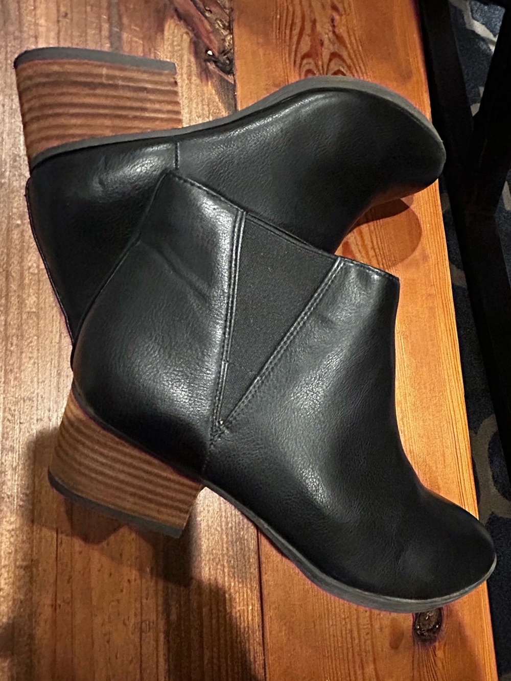 Dr. Scholl’s Black Ankle Booties Block Heel Side Zip Women’s Shoes Excellent con